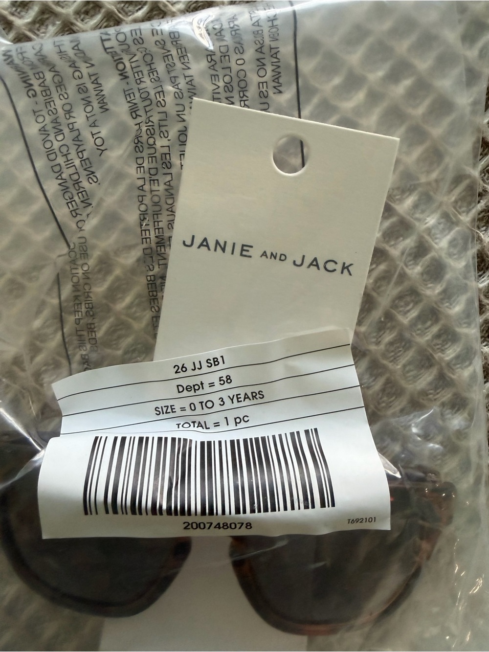 Janie and Jack 0 to 3 years sunglasses brown new package